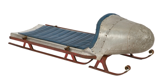 This 1930s Art Deco sled, in relatively good condition, brought a four-figure price at auction in 2014. (Photo courtesy of Treadway Galleries) 